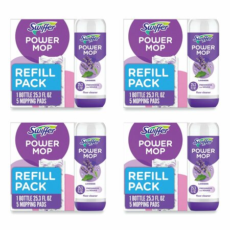 SWIFFER PowerMop Cleaning Solution and Pads Refill Pack, Lavender, 25.3 oz Bottle and 5 Pads per Pack, 4PK 80734047